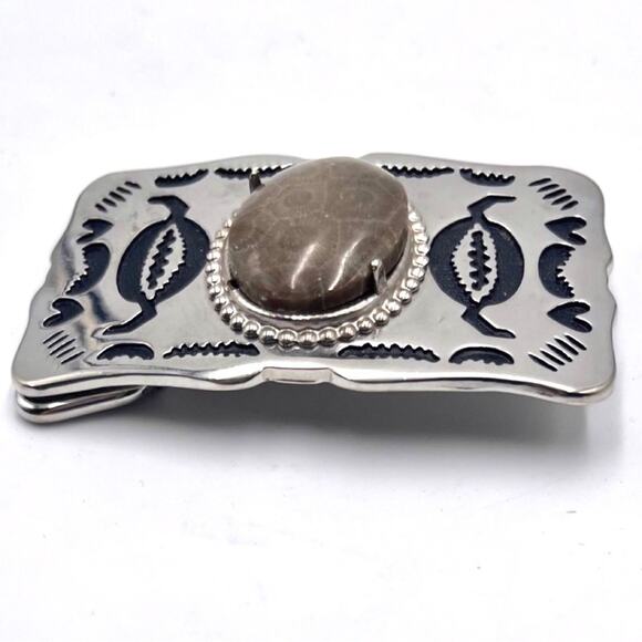 NATIVE TRIBAL real semi-precious gem stone embellished belt buckle (no leather)
